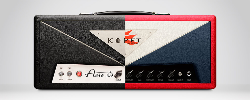 A Komet amp showing two different custom colorways for the amp's appearance.